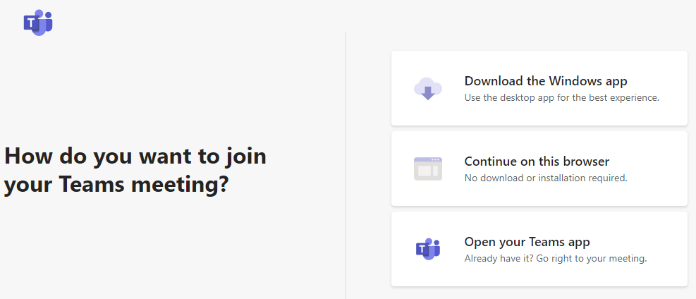 Microsoft Teams "Join conversation" page