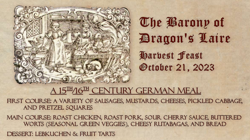 Description of the menu for Harvest Feast on Oct 21, 2023